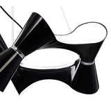 Ora Pendant 8 Light Twisted Sphere in Gloss Black with White Acrylic and Polished Chrome