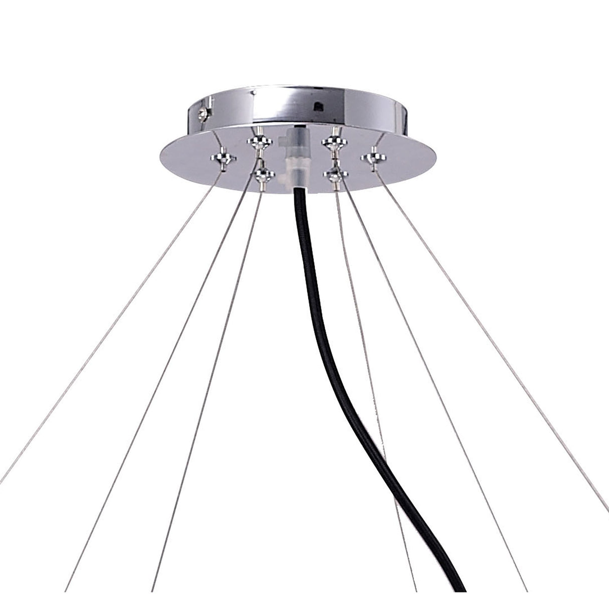 Elegant Ora Pendant Chandelier: 12 Twisted Lights in Gloss Black and Polished Chrome