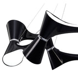 Elegant Ora Pendant Chandelier: 12 Twisted Lights in Gloss Black and Polished Chrome
