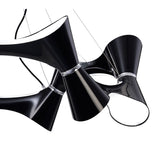 Elegant Ora Pendant Chandelier: 12 Twisted Lights in Gloss Black and Polished Chrome