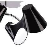 Elegant Ora Ceiling Light Fixture, Dual Arm, 4-Light E27, Black Finish with White Acrylic and Polished Chrome Detailing