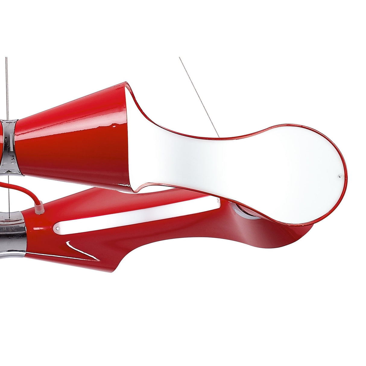 Ora Pendant Light: Gloss Red Elegance with White Acrylic and Polished Chrome Accents