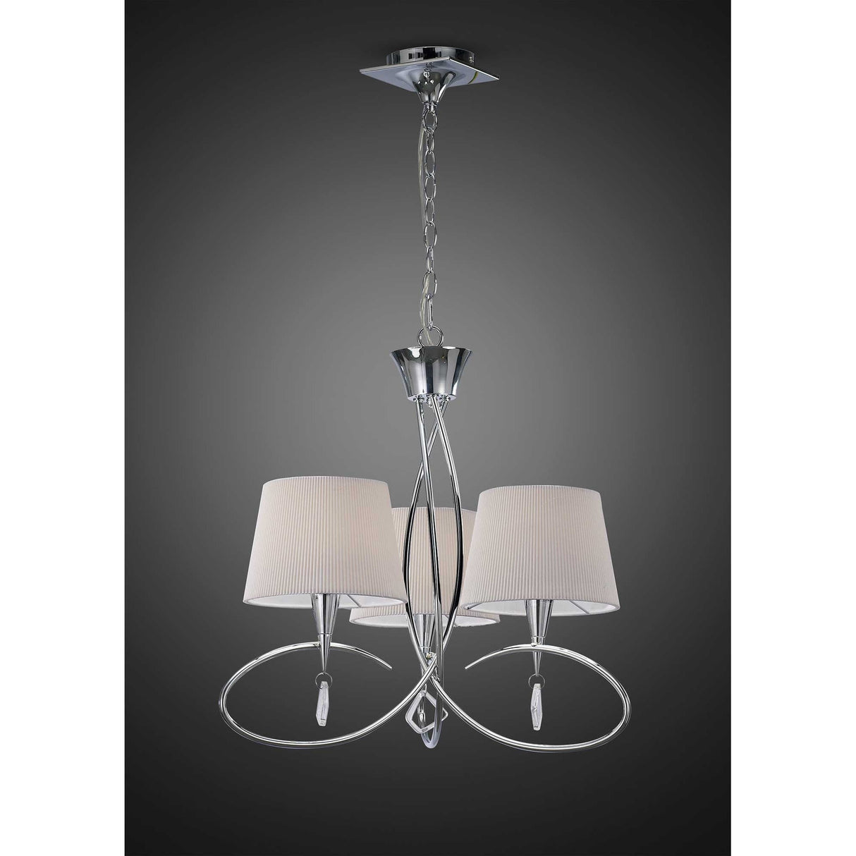 Mara 3-Light Pendant in Polished Chrome with Ivory Shades