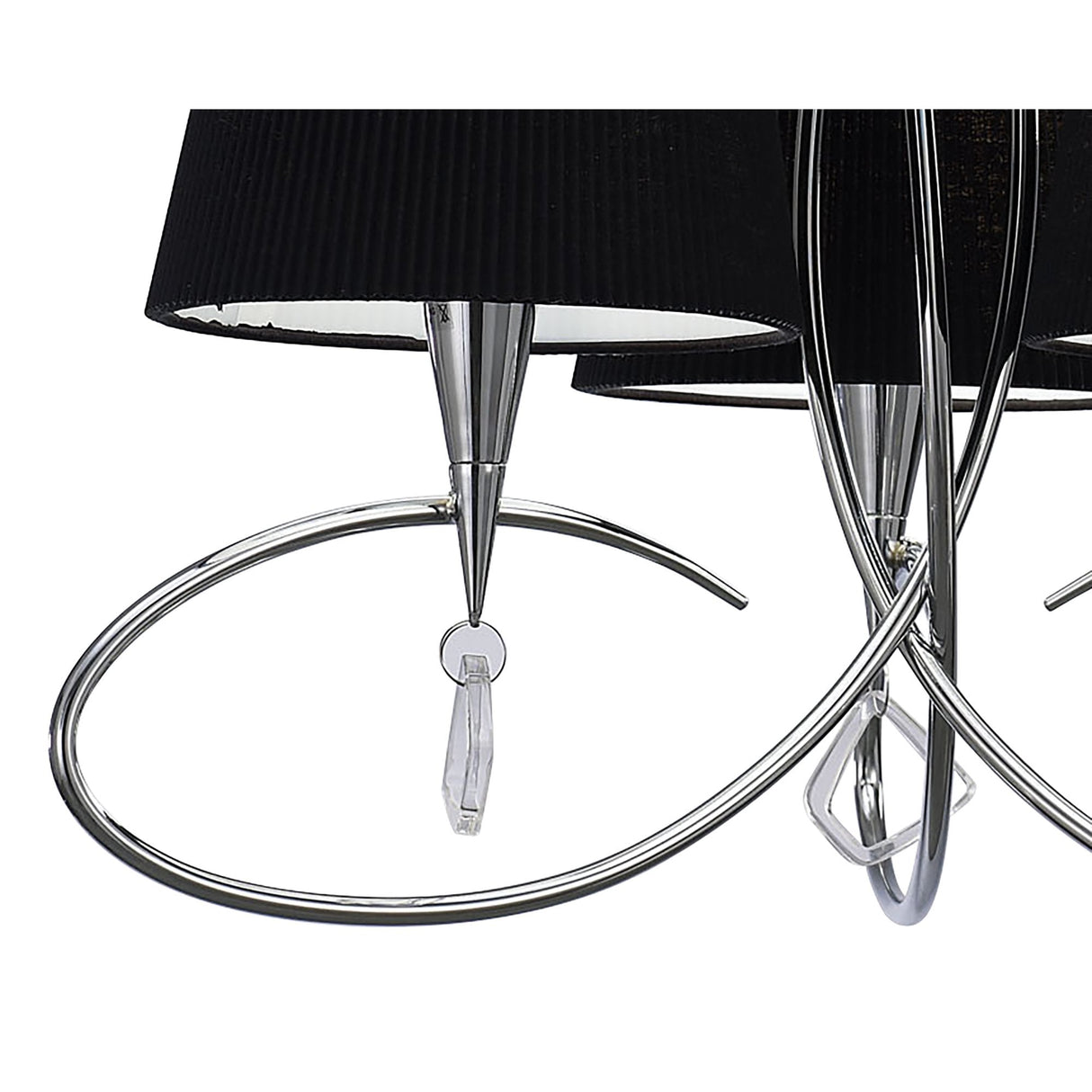 Mara Trio Pendant Light in Polished Chrome with Elegant Black Shades