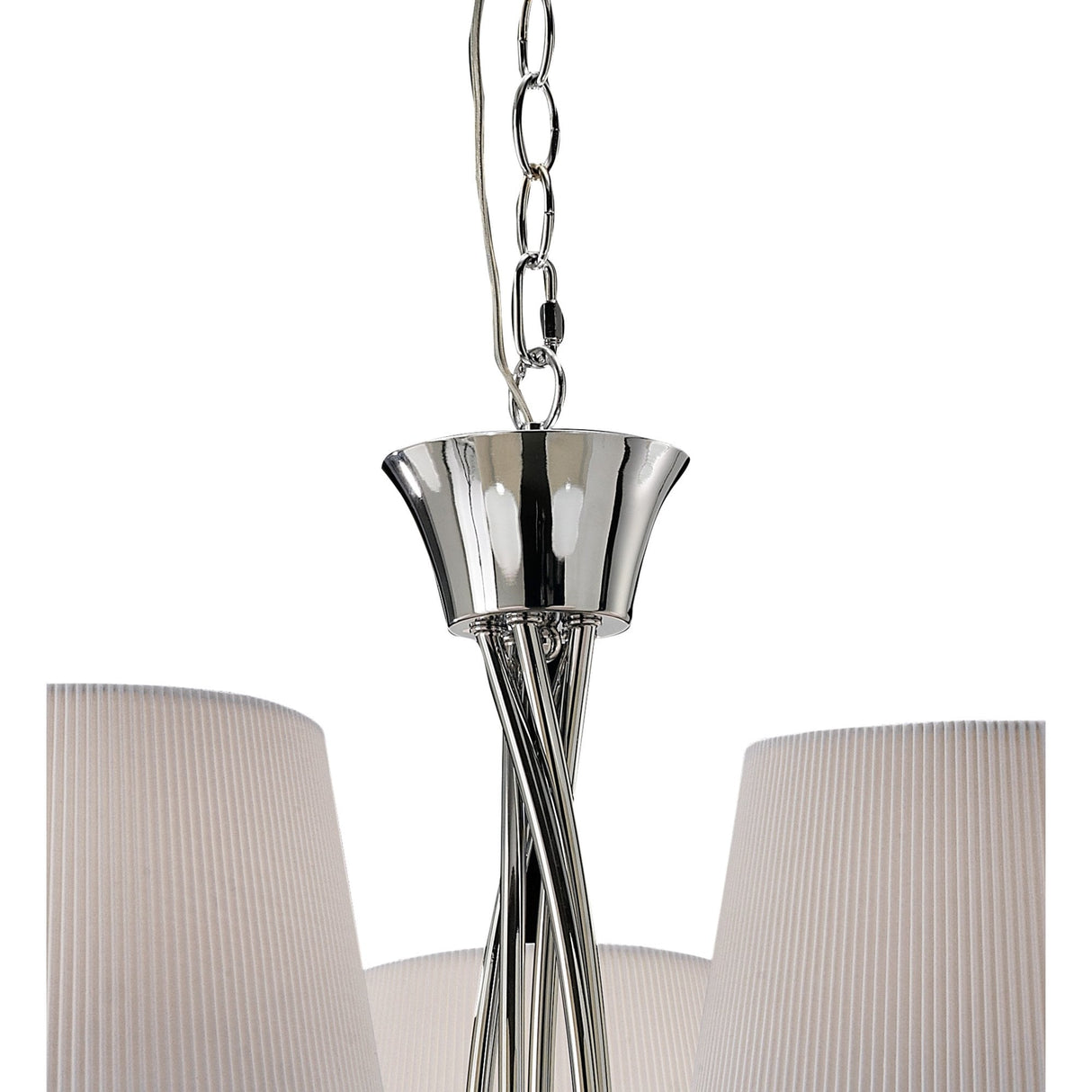 Mara 5-Light Pendant in Polished Chrome with Ivory White Fabric Shades