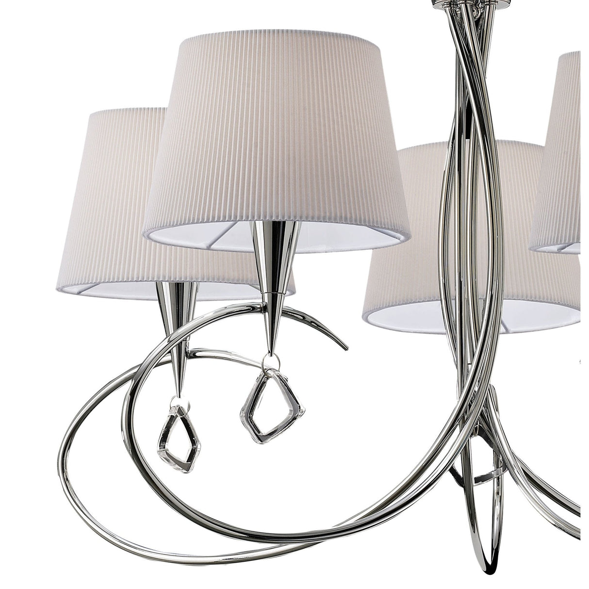 Mara 5-Light Pendant in Polished Chrome with Ivory White Fabric Shades