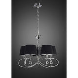 Mara Pendant Light, Polished Chrome with Black Pleated Shades