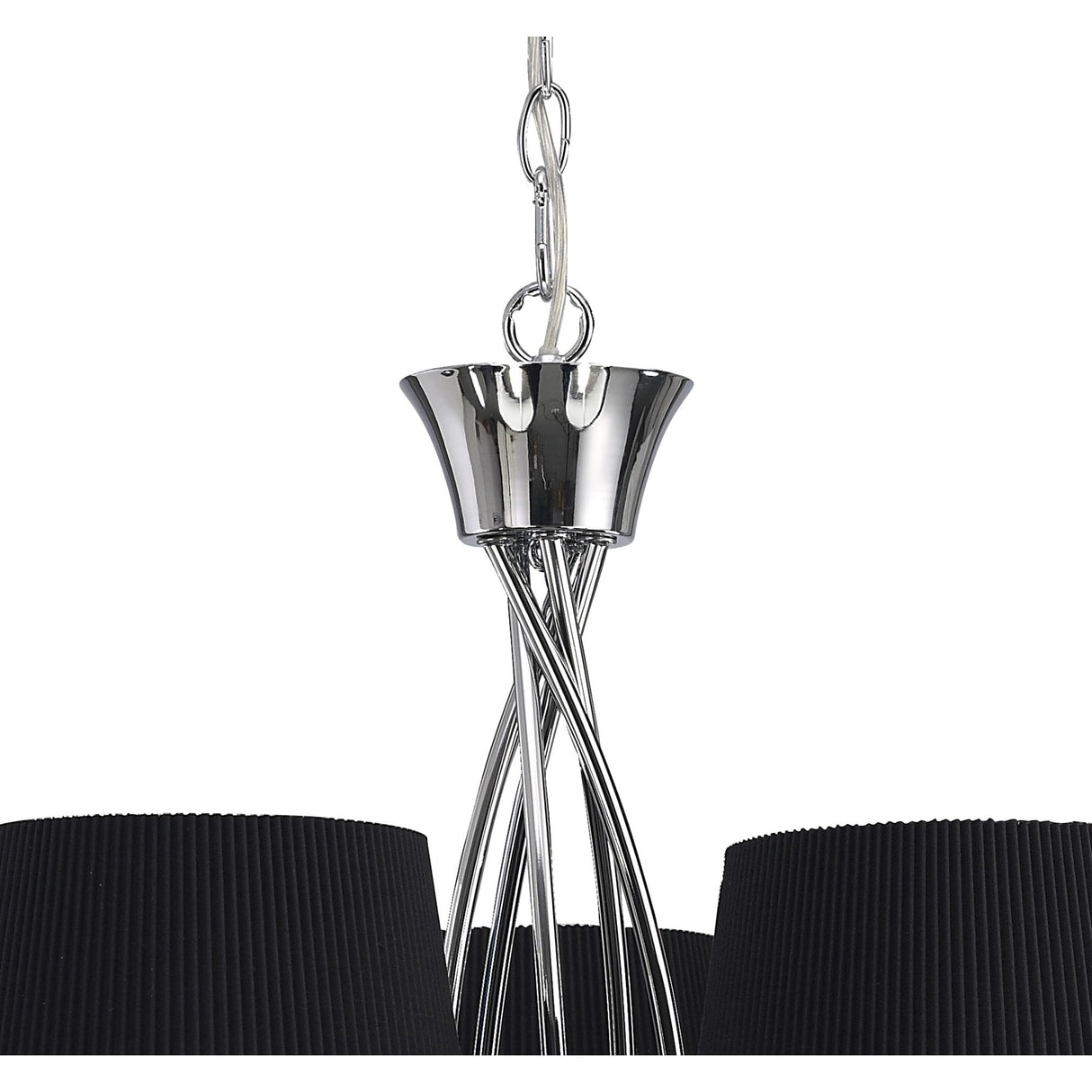Mara Pendant Light, Polished Chrome with Black Pleated Shades