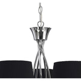Mara Pendant Light, Polished Chrome with Black Pleated Shades