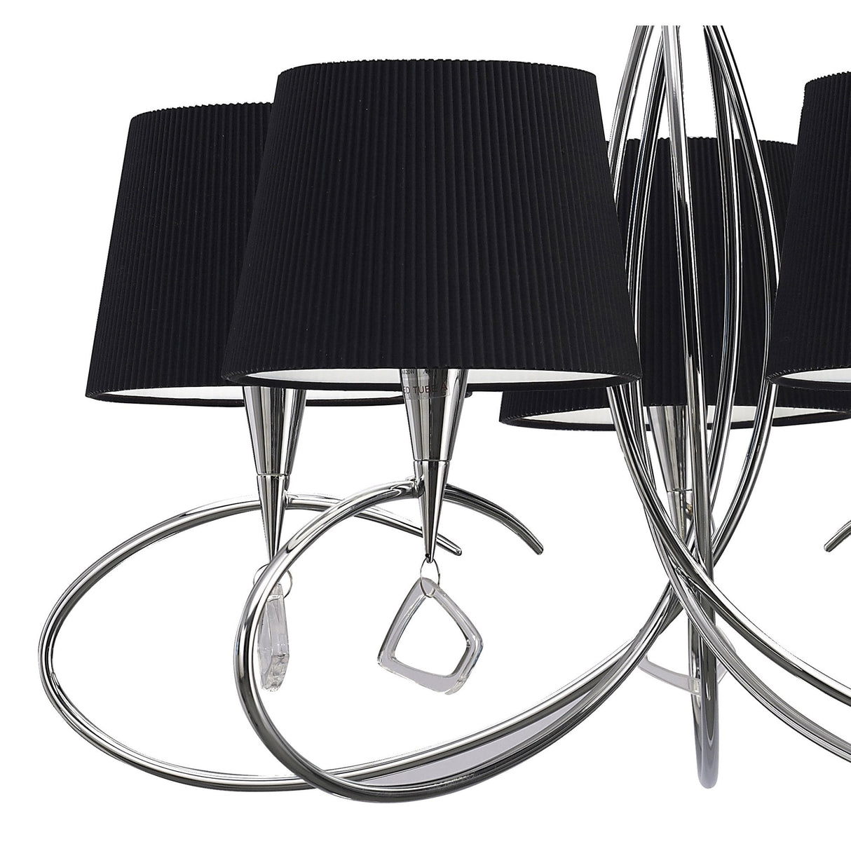 Mara Pendant Light, Polished Chrome with Black Pleated Shades