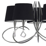 Mara Pendant Light, Polished Chrome with Black Pleated Shades