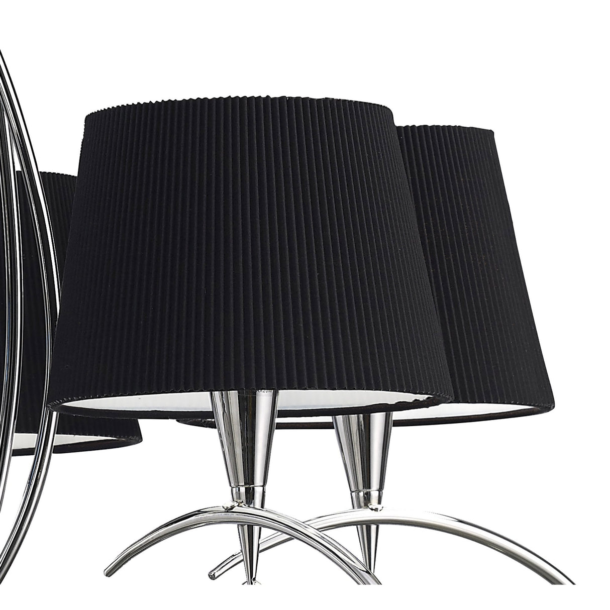 Mara Pendant Light, Polished Chrome with Black Pleated Shades