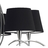 Mara Pendant Light, Polished Chrome with Black Pleated Shades