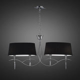 Mara Dual Arm Pendant with Black Pleated Shades, Polished Chrome Finish