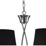 Mara Dual Arm Pendant with Black Pleated Shades, Polished Chrome Finish