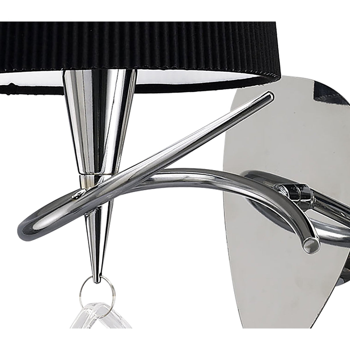 Mara Polished Chrome Wall Lamp with Black Pleated Shade, E14 Light Socket