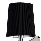 Mara Polished Chrome Wall Lamp with Black Pleated Shade, E14 Light Socket