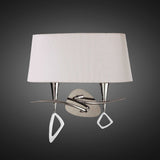 Mara Dual Light Wall Lamp in Polished Chrome with Ivory Pleated Shade