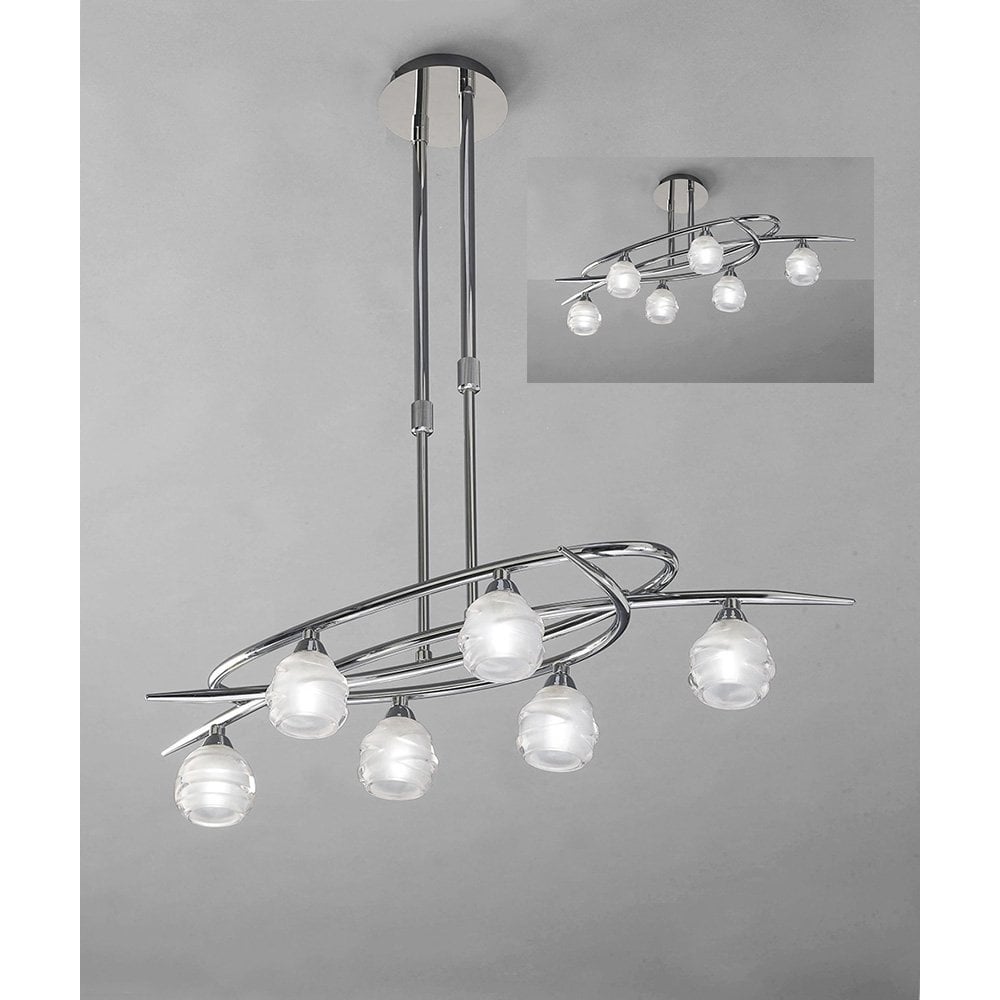 Loop Telescopic Convertible Semi-Flush 6-Light Fixture, Polished Chrome