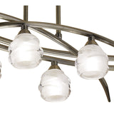 Antique Brass Loop Telescopic Convertible 6-Light Fixture with Frosted Glass Spheres