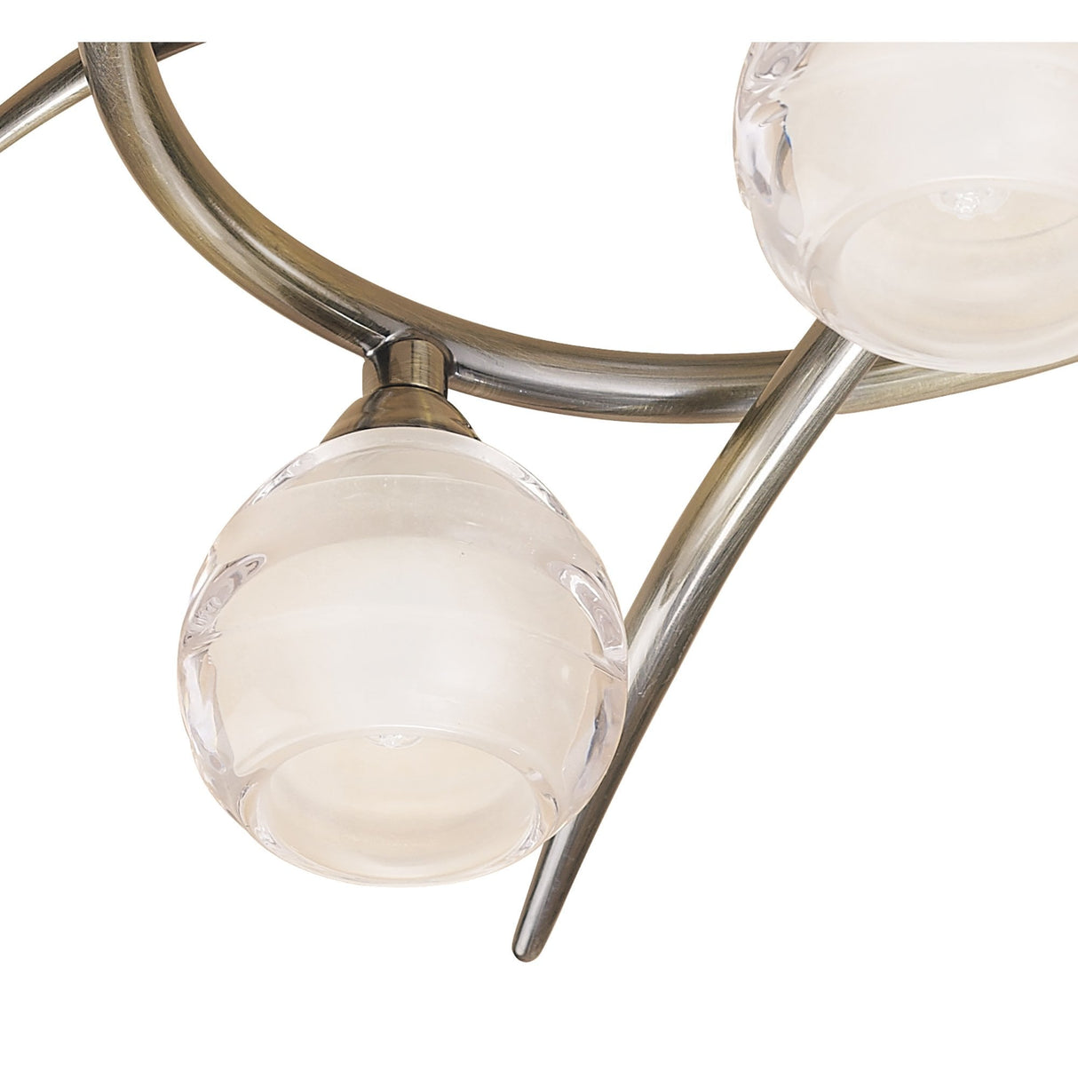 Antique Brass Loop Ceiling Light Fixture with Sculpted Glass Spheres