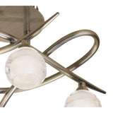 Antique Brass Loop Ceiling Light Fixture with Sculpted Glass Spheres