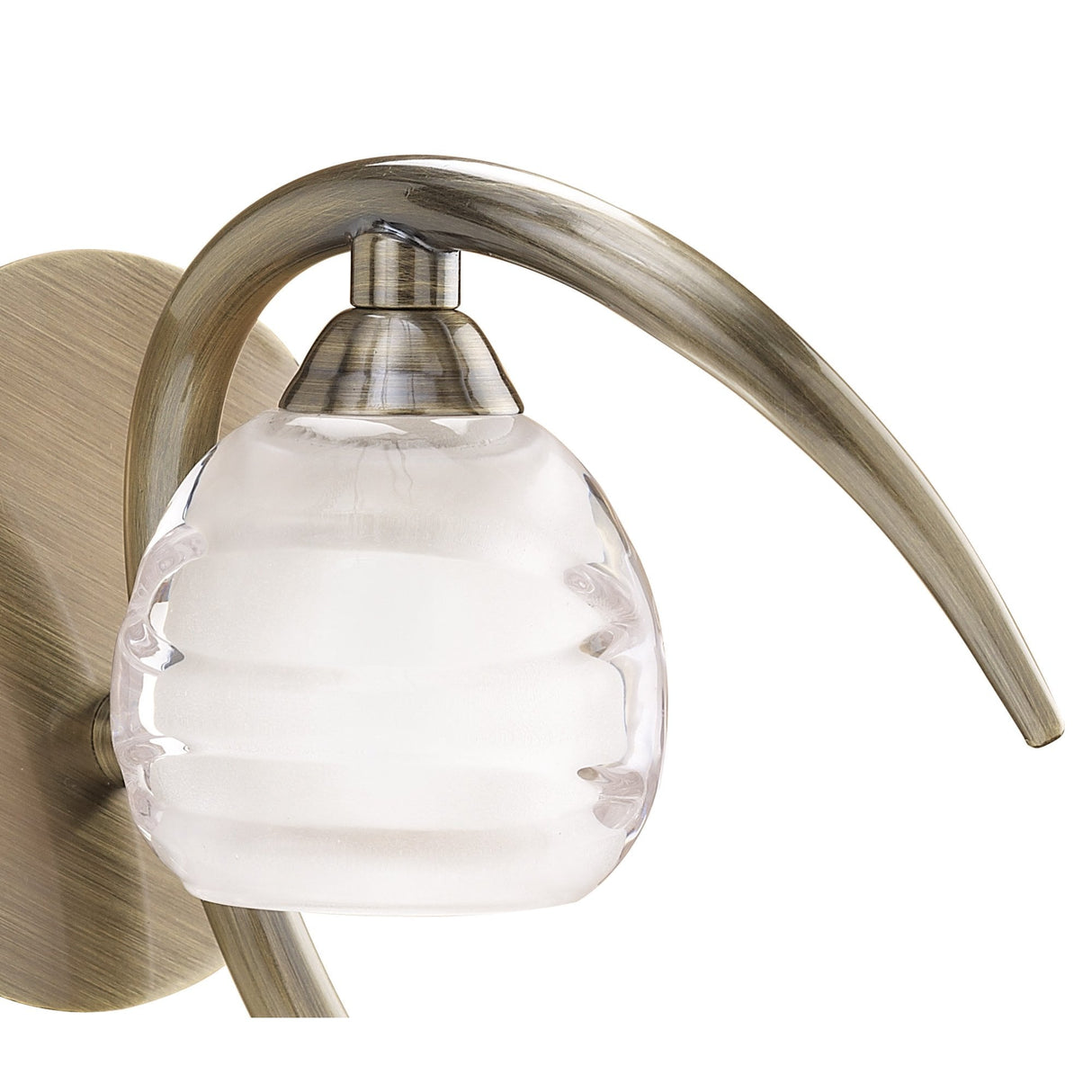 Antique Brass Loop Wall Lamp with Frosted Glass Accent