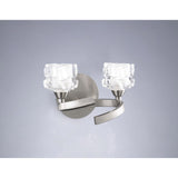 Frosted Crystal Dual Light Wall Sconce in Satin Nickel Finish