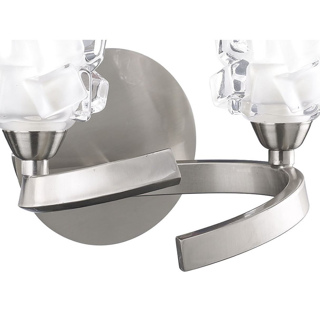 Frosted Crystal Dual Light Wall Sconce in Satin Nickel Finish