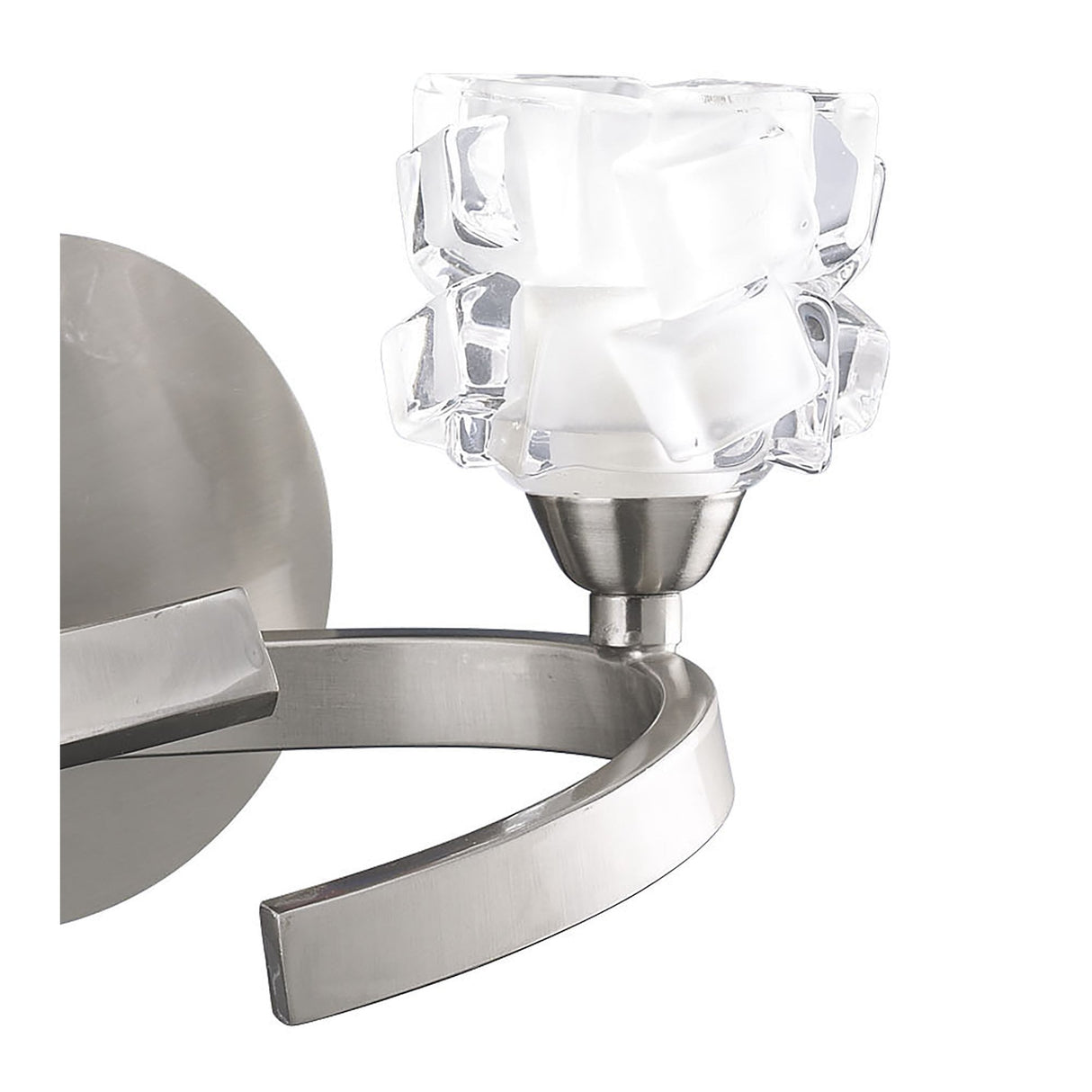 Frosted Crystal Dual Light Wall Sconce in Satin Nickel Finish
