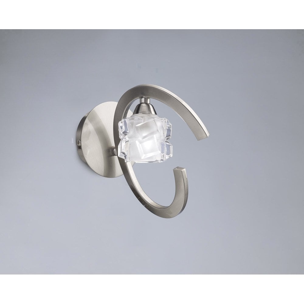 Frosted Elegance Wall Lamp with Satin Nickel Finish
