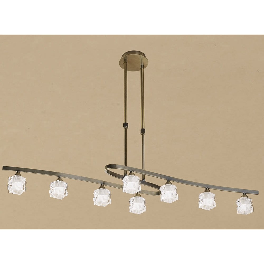 Ice Telescopic 8 Light G9 LED, Antique Brass Elegance