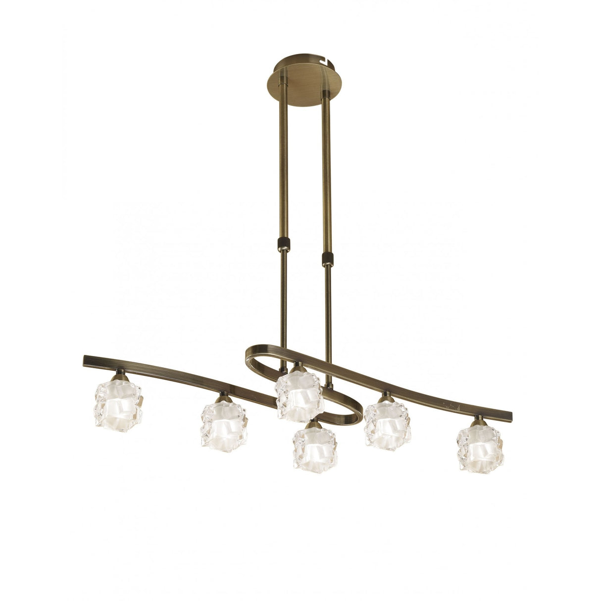 Ice Antique Brass Telescopic Convertible 6-Light Flush Fixture