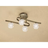 Antique Brass Ice Ceiling Light with Frosted Glass Shades - 4 Light G9 ECO