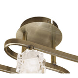 Antique Brass Ice Ceiling Light with Frosted Glass Shades - 4 Light G9 ECO