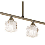 Antique Brass Ice Pendant Chandelier with Four Frosted Glass Shades