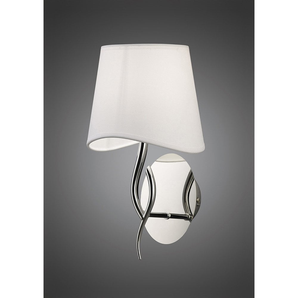 Ninette Switched Wall Sconce, Polished Chrome with Ivory White Wave Shade
