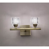 Cuadrax Dual Light Wall Fixture in Antique Brass with Rocker Switch