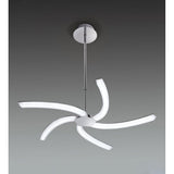 Title: Elegant 30W LED Pendant Light in Polished Chrome and Frosted Acrylic, 3000K Warm White, 800mm Diameter