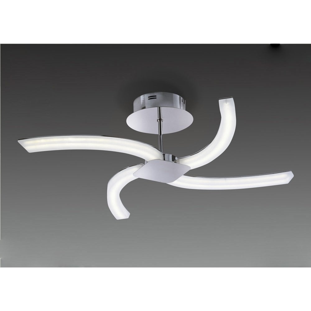 Sleek Modern Semi-Flush LED Light in Chrome and Frosted Acrylic, 20W, 3000K, 2000lm, 3-Year Warranty