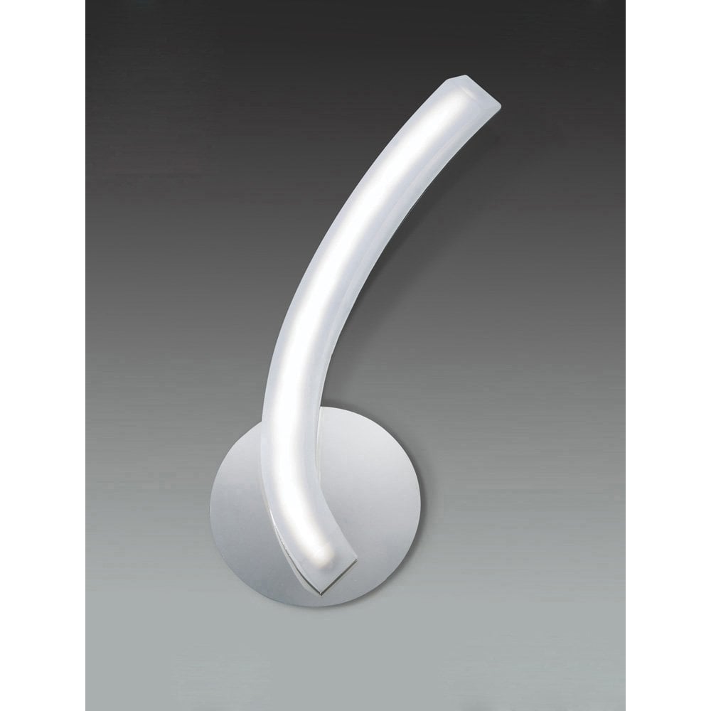 Sleek Wall Lamp with Right-Sided Switch, 5W LED, Polished Chrome & Frosted Acrylic, 3000K Warm White Light, 3-Year Warranty