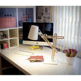 Sleek Luminance Table Lamp: Adjustable Modern Design in Matt White and Beech