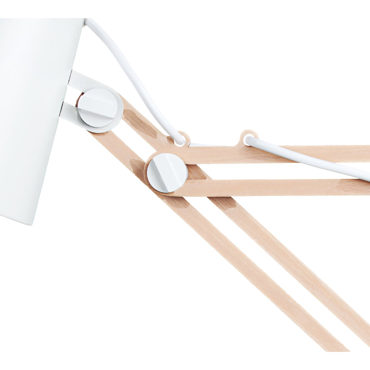 Sleek Luminance Table Lamp: Adjustable Modern Design in Matt White and Beech