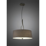 Lua 3-Light Ash Grey Pendant with Elegant Fabric Shade