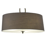 Lua 3-Light Ash Grey Pendant with Elegant Fabric Shade