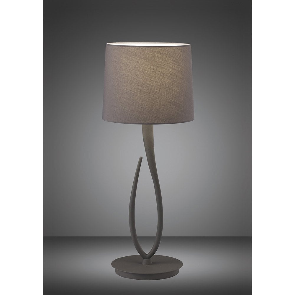 Large Ash Grey Lua Table Lamp with E27 Light and Ash Grey Shade