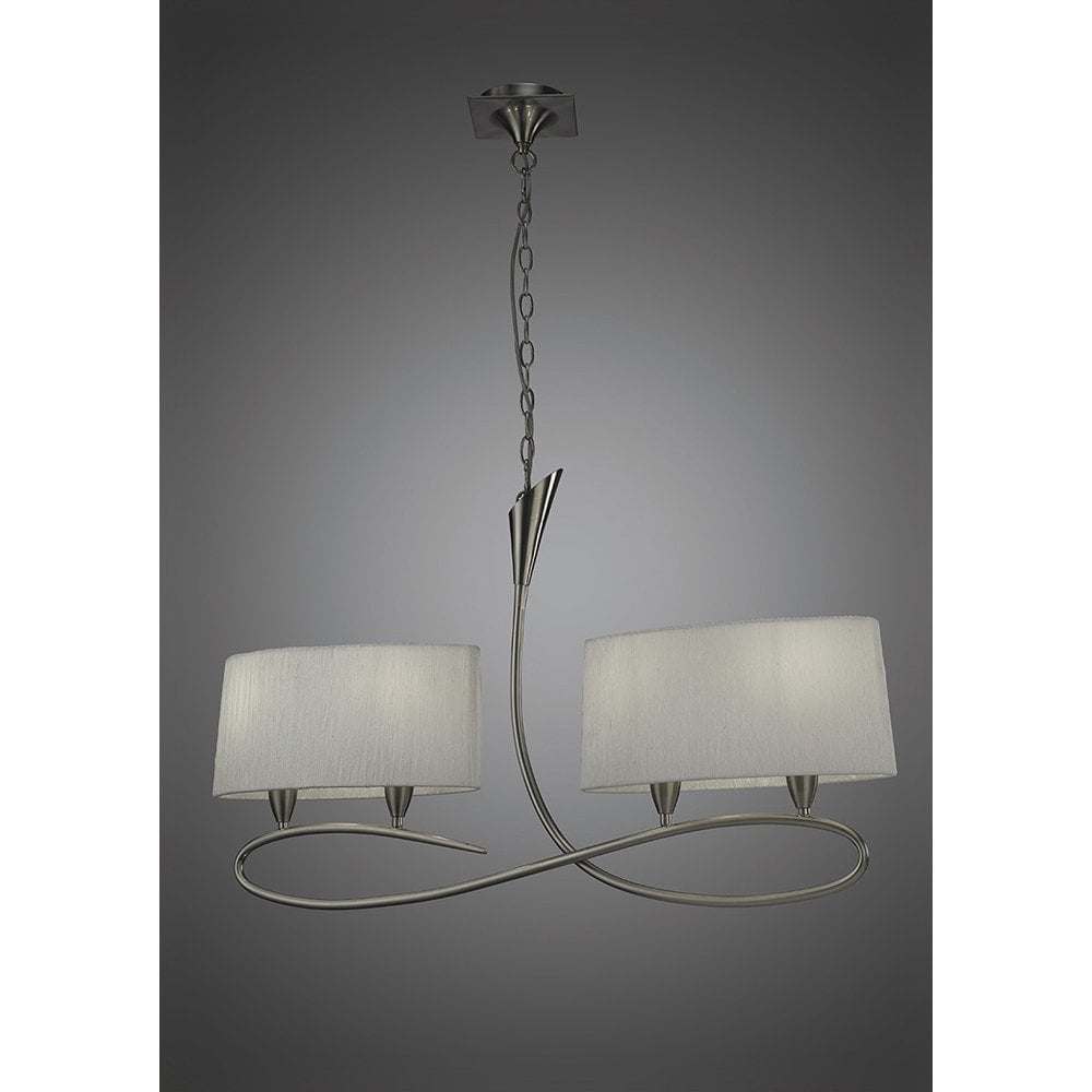Elegant Satin Nickel Dual-Arm Pendant Light with White Shades