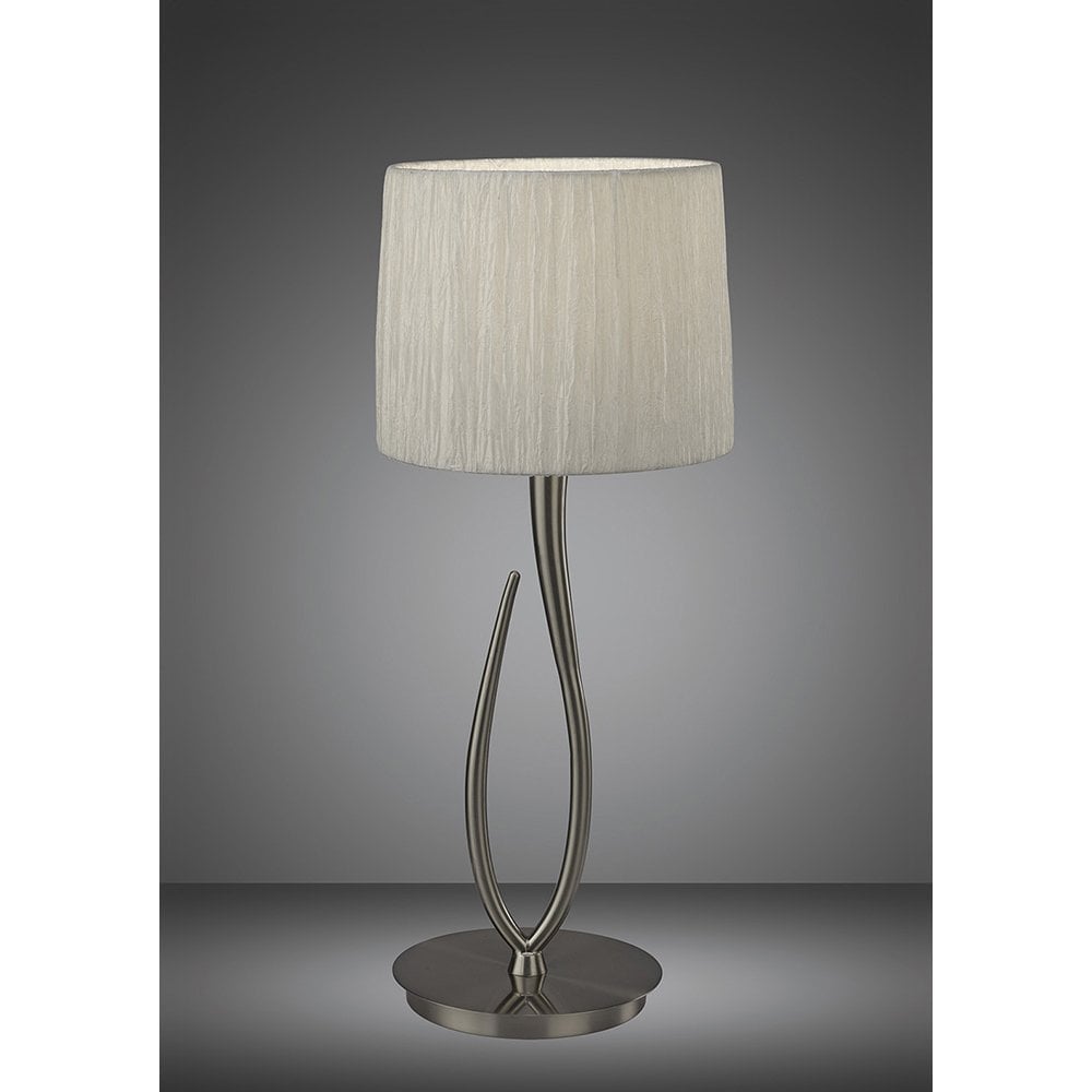 Elegant Satin Nickel Lua Lamp with White Pleated Shade