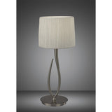 Elegant Satin Nickel Lua Lamp with White Pleated Shade