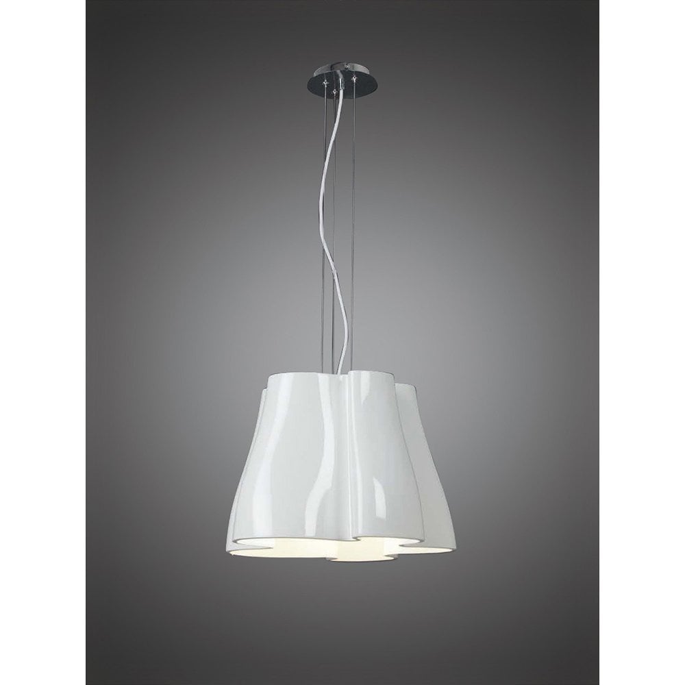 Santiago Sebillano's Miss Pendant - 3-Light Gloss White and Chrome Elegance